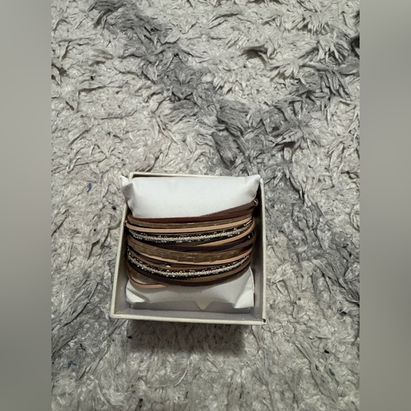 Brown and Tan Leather Bracelet Set Saachi main image 6